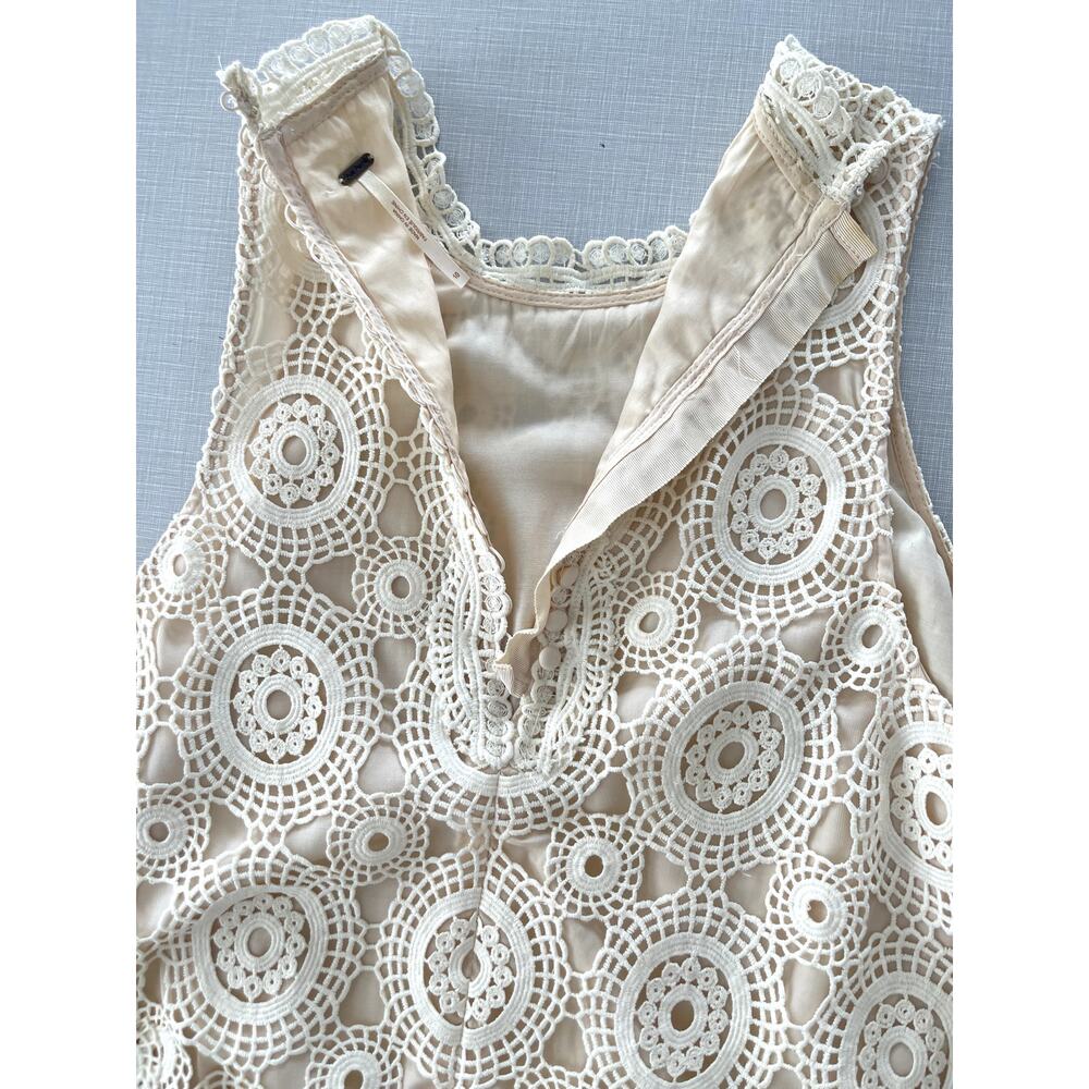 Free People Sz 10 Selma Lace Crochet Shift Dress Mini Boho Festival Prairie - Picture 9 of 16